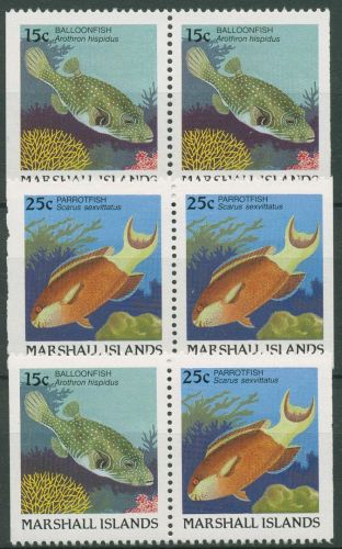 Marshall-Inseln 1988 Fische Grauer Puffer Papageifisch 172/73 D ZD postfrisch