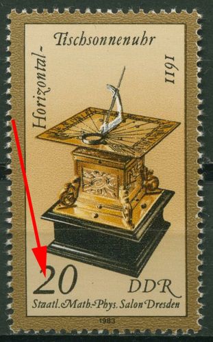 DDR 1983 Sand- u. Sonnenuhren mit Plattenfehler 2798 F 12 postfrisch