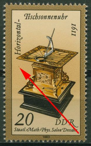 DDR 1983 Sand- u. Sonnenuhren mit Plattenfehler 2798 F 17 postfrisch