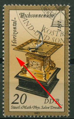 DDR 1983 Sand- u. Sonnenuhren mit Plattenfehler 2798 F 17 mit Sonderstempel
