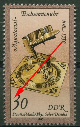 DDR 1983 Uhren mit Plattenfehler 2799 F 18 postfrisch