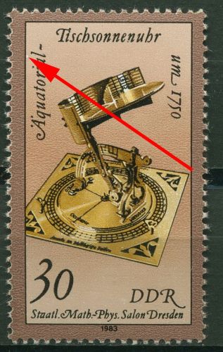 DDR 1983 Uhren mit Plattenfehler 2799 F 31 postfrisch