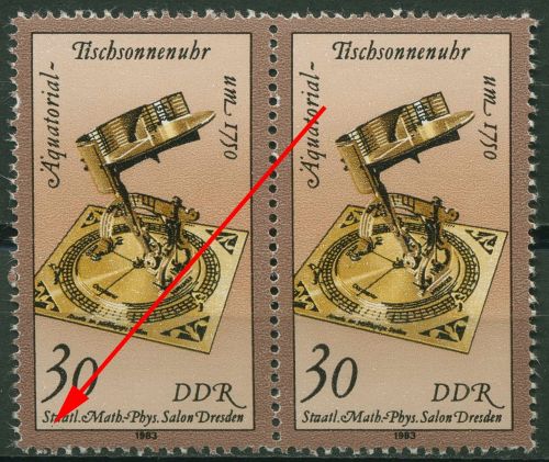 DDR 1983 Uhren mit Plattenfehler 2799 F 38 postfrisch