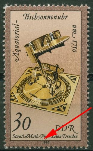 DDR 1983 Uhren mit Plattenfehler 2799 F 48 postfrisch