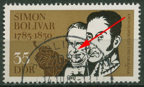 DDR 1983 200. Geb. Simon de Bolivar mit Plattenfehler 2816 F 7 Massenentwertung