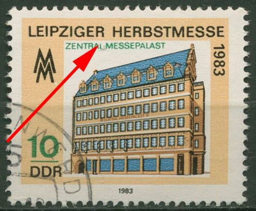 DDR 1983 Leipziger Herbstmesse mit Plattenfehler 2822 F 20 gestempelt