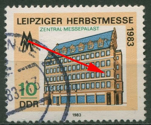 DDR 1983 Leipziger Herbstmesse mit Plattenfehler 2822 F 28 gestempelt