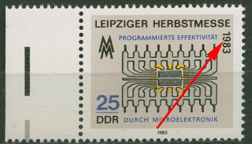 DDR 1983 Leipziger Herbstmesse mit Plattenfehler 2823 F 36 postfrisch