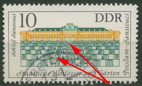 DDR 1983 Schlösser mit Plattenfehler 2826 F 14 gestempelt