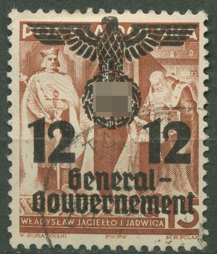 Generalgouvernement 1940 Polen mit Aufdruck, enger Abstand 33 II gestempelt