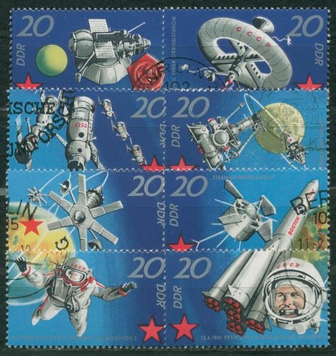 DDR 1971 Sowjetische Weltraumflüge Kosmonauten 1636/43 gestempelt