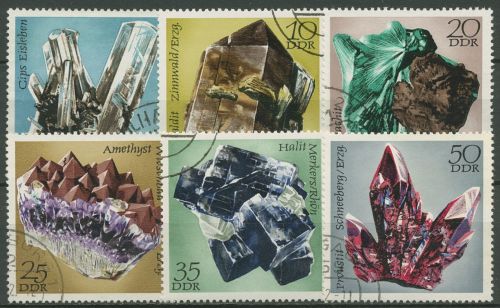 DDR 1972 Bergakademie Freiberg Mineralien 1737/42 gestempelt