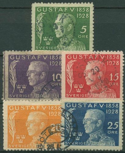Schweden 1928 70. Geburtstag König Gustav V. 208/12 gestempelt