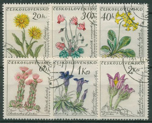 Tschechoslowakei 1960 Blumen Gemswurz, Kühschelle, Enzian 1234/39 gestempelt