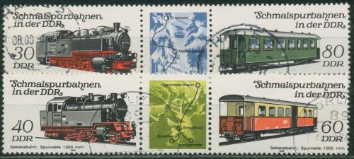 DDR 1984 Eisenbahn Schmalspurbahnen 2864/67 ZD gestempelt