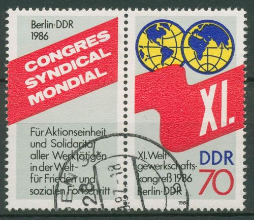 DDR 1986 Gewerkschaftskongress Berlin 3049 Zf gestempelt