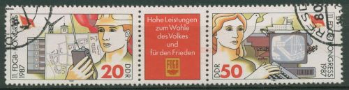 DDR 1987 Gewerkschaft FDGB 3086/87 ZD gestempelt