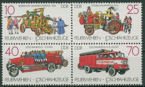 DDR 1987 Feuerwehr Löschfahrzeuge 3101/04 ZD postfrisch