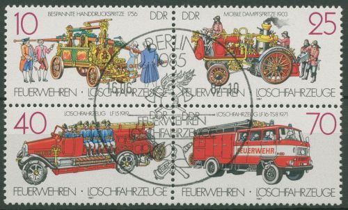 DDR 1987 Feuerwehr Löschfahrzeuge 3101/04 ZD gestempelt