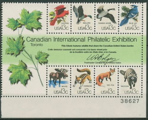 USA 1978 CAPEX'78 Tiere Fuchs Elch Waschbär Block 16 Pl.-Nr. postfrisch (C42426)