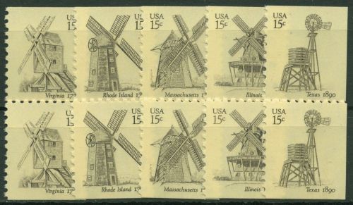 USA 1980 Windmühlen 1415/19 D/E postfrisch