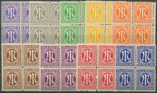 Bizone 1945 AM-POST: Amerikanischer Druck 1/9 z 4er-Block postfrisch