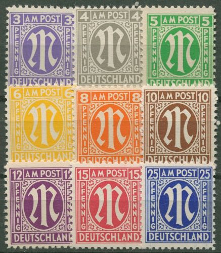 Bizone 1945 AM-POST: Amerikanischer Druck 1/9 z, Papier z postfrisch