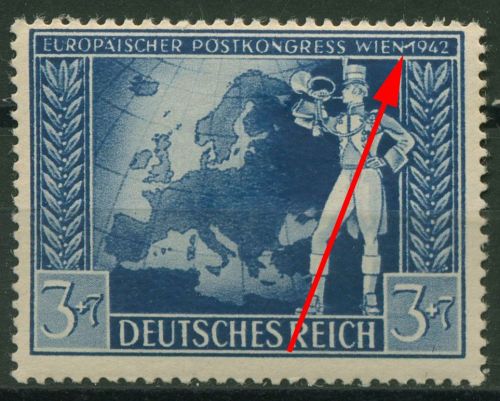 Deutsches Reich 1942 Postkongreß Wien mit Plattenfehler 820 I postfrisch