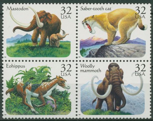 USA 1996 Prähistorische Tiere Mammut Mastodon 2735/38 ZD postfrisch