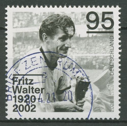 Bund 2020 Persönlichkeiten Fußballspieler Fritz Walter 3568 gestempelt