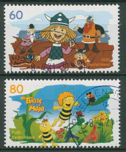 Bund 2020 Helden der Kindheit Comicfiguren Biene Maja Wicki 3576/77 gestempelt
