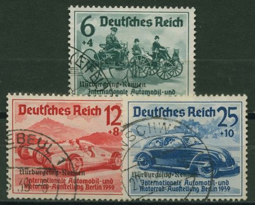 Deutsches Reich 1939 Nürburgring-Rennen 695/97 gestempelt