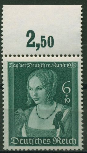 Deutsches Reich 1939 Tag der Deutschen Kunst mit Oberrand 700 OR postfrisch