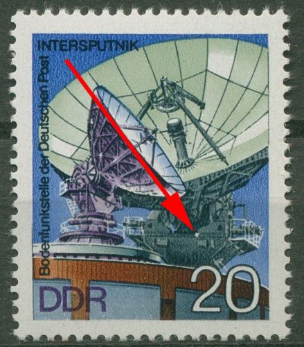 DDR 1976 Bodenfunkstelle Intersputnik mit Plattenfehler 2122 F 29 postfrisch