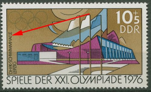 DDR 1976 Olympische Sommerspiele mit Plattenfehler 2127 F 22 postfrisch