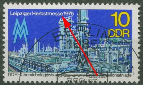 DDR 1976 Leipziger Herbstmesse mit Plattenfehler 2161 F 45 mit Sonderstempel