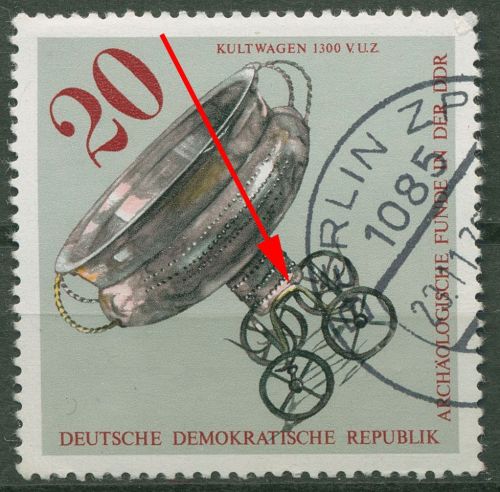 DDR 1976 Archäologische Funde mit Plattenfehler 2183 F 3 mit Massenentwertung