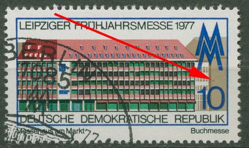 DDR 1977 Leipziger Frühjahrsmesse mit Plattenfehler 2208 F 4 mit Sonderstempel