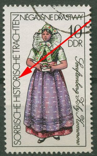 DDR 1977 Sorbische Trachten mit Plattenfehler 2210 F 29 mit Massenentwertung