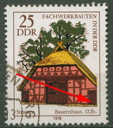 DDR 1978 Fachwerkbauten mit Plattenfehler 2296 F 8 gestempelt