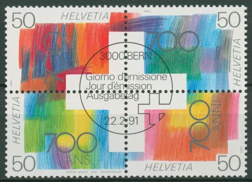Schweiz 1991 Eidgenossenschaft 1438/41 4er-Block gestempelt