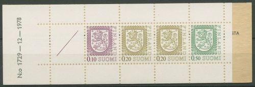 Finnland 1978 Staatswappen Markenheftchen MH 10 I postfrisch (C66897)