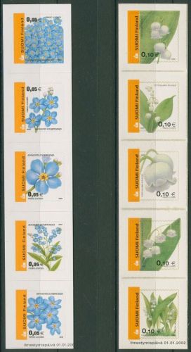 Finnland 2002 Freimarken Blumen Folienblatt 1590/99 aus FB postfrisch (C92940)