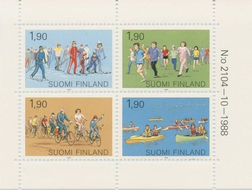 Finnland 1989 Sport Breitensport Heftchenblatt H-Bl. 25 postfrisch (C95288)