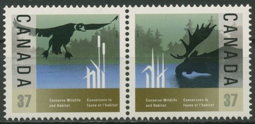 Kanada 1988 Naturschutz Elch Ente 1084/85 ZD postfrisch