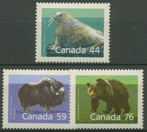 Kanada 1989 Säugetiere Walross Grizzlybär Moschusochse 1118/20 postfrisch