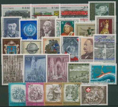 Österreich Jahrgang 1977 komplett (1540/65) gestempelt (SG62138)