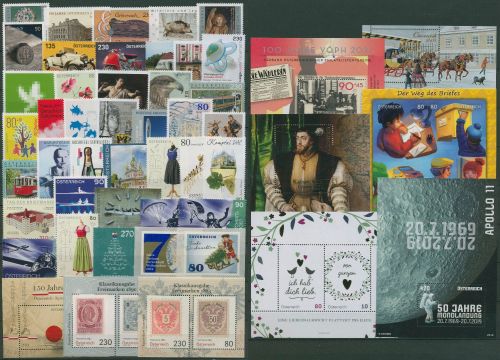 Österreich Jahrgang 2019 komplett (3443/98, Block 103/11) postfrisch (SG62148)