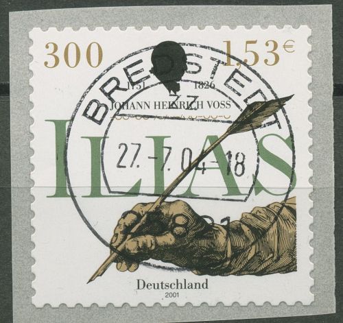 Bund 2002 J.H. Voß Rollenmarke sk 2251 mit Nr. mit TOP-Stempel