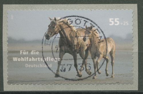 Bund 2007 Wohlfahrt: Pferd Rollenmarke sk 2635 mit Nr. und TOP-Stempel